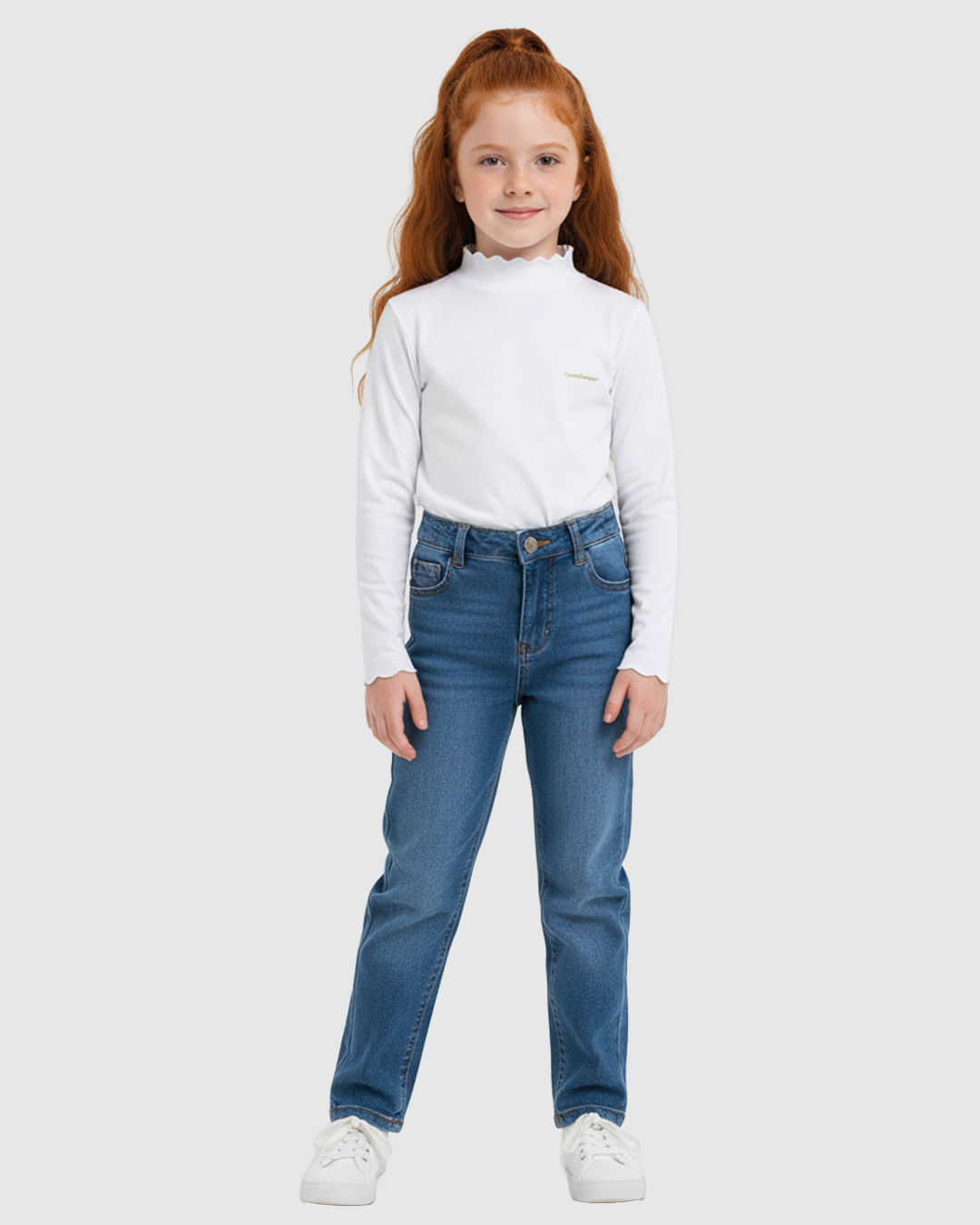 Blusa Menina Gola Ondulada Em Tricô - Carinhoso