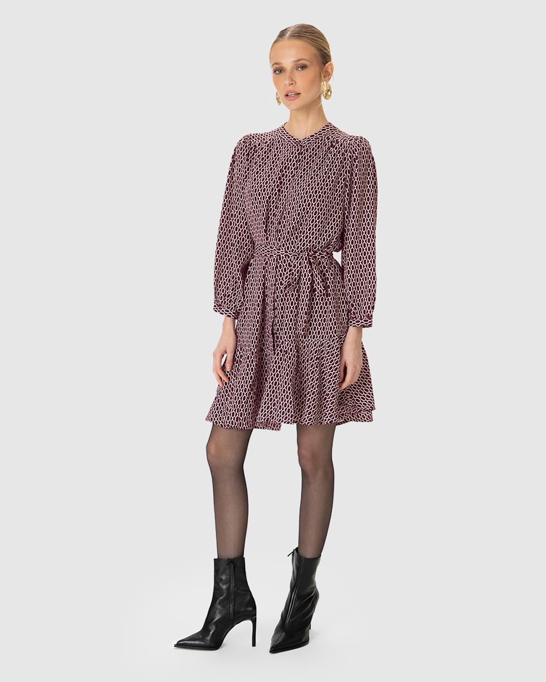Vestido Feminino Evasê Fecho Por Botão Manga 7/8 Em Crepe Leve - ENFIM