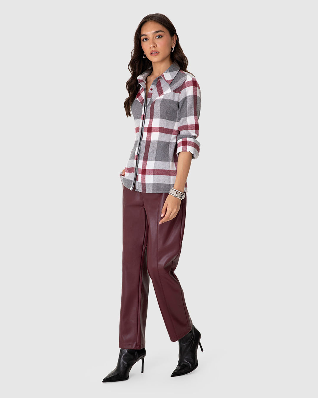 Camisa Ampla Feminina Estampa Xadrez Em Algodão Flanelado - ENFIM