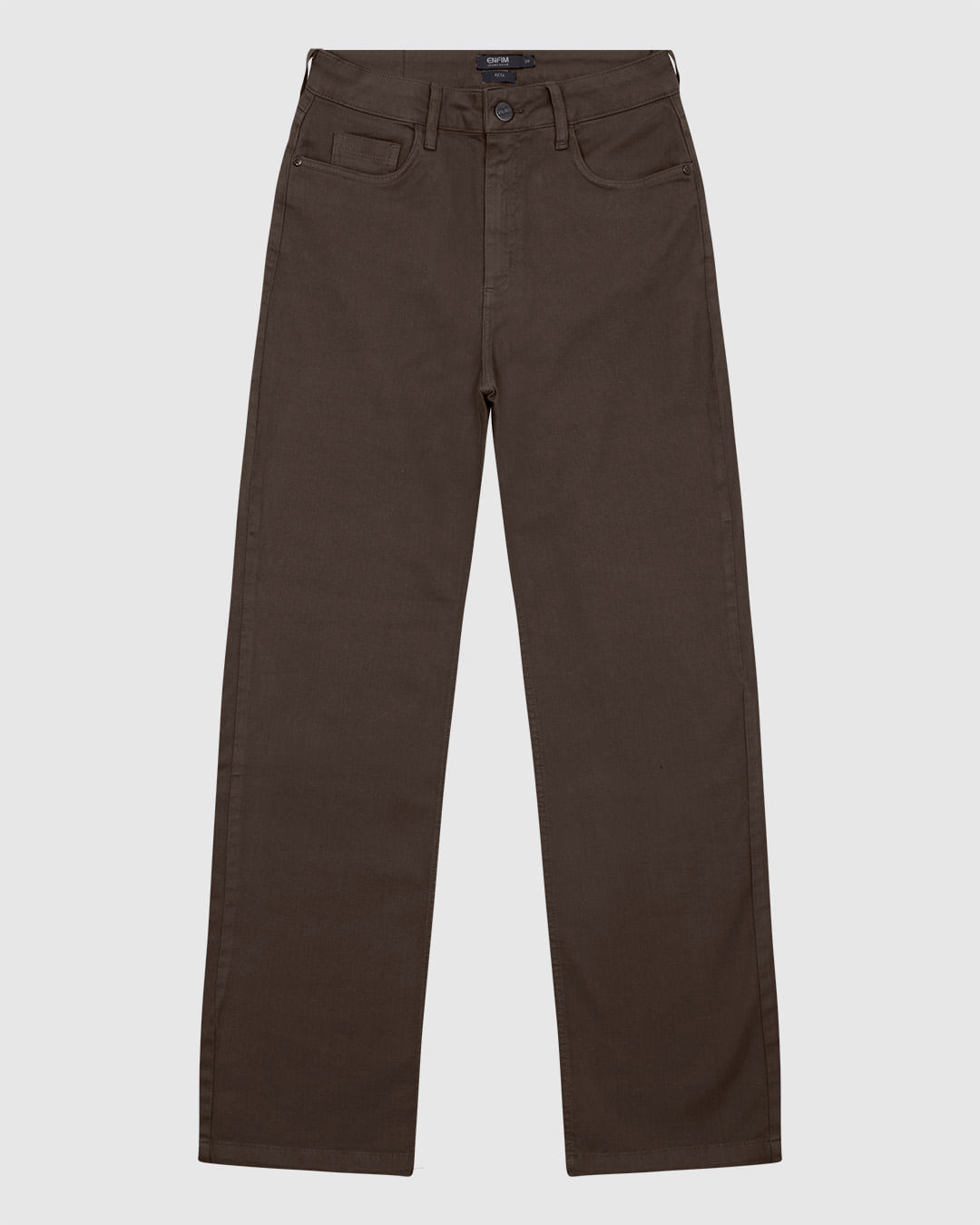 Calça Feminina Reta Cintura Alta Bolso Funcional Em Sarja Stretch - ENFIM