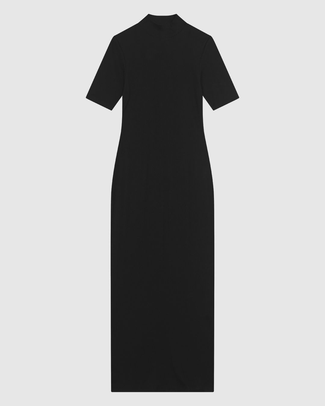 Vestido Midi Feminino Gola Alta Fenda Costas Em Ribana Canelada - ENFIM