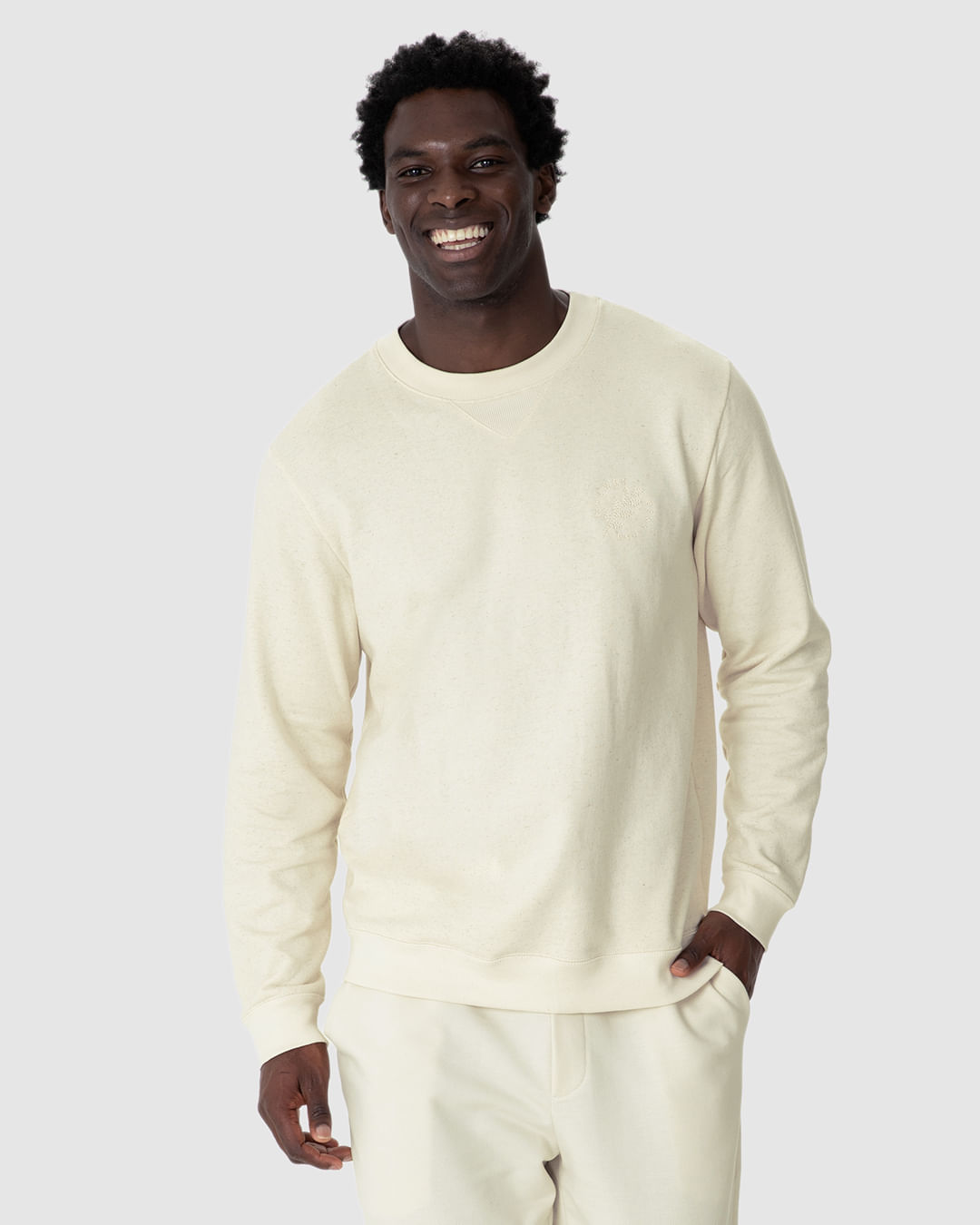 Blusão Masculino Slim Bordado Peitoral em Moletom Linho