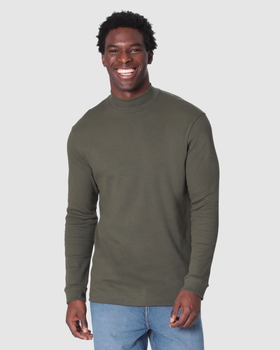 Camiseta Básica Masculina Gola Alta Em Ribana