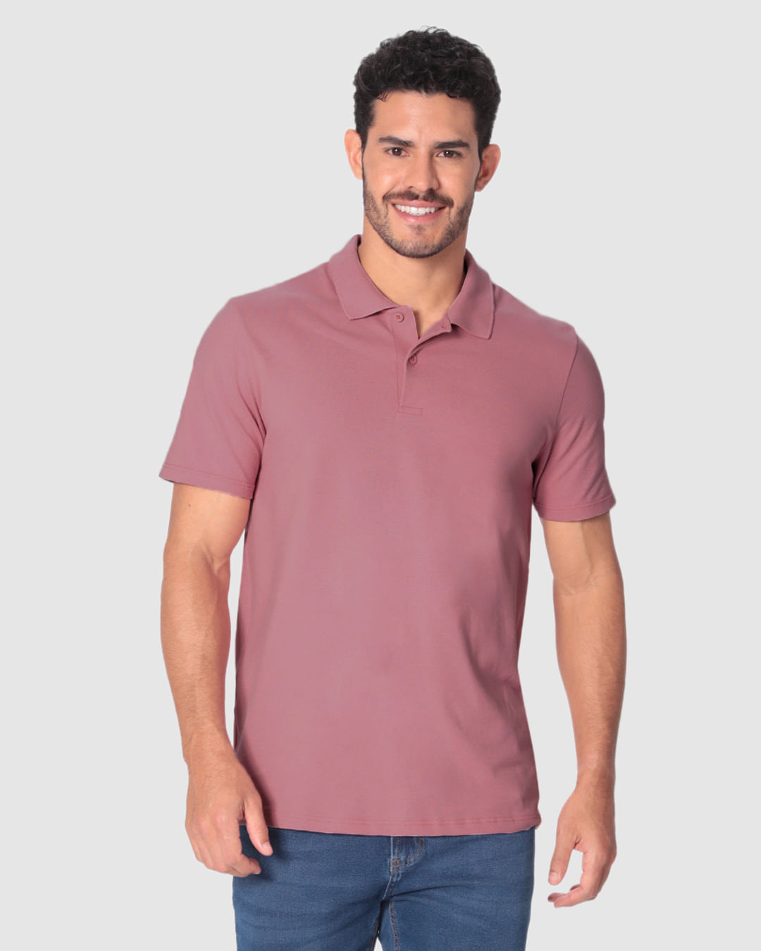 Camisa Polo Básica Masculina Gola Retilínea Em Piquet Stretch