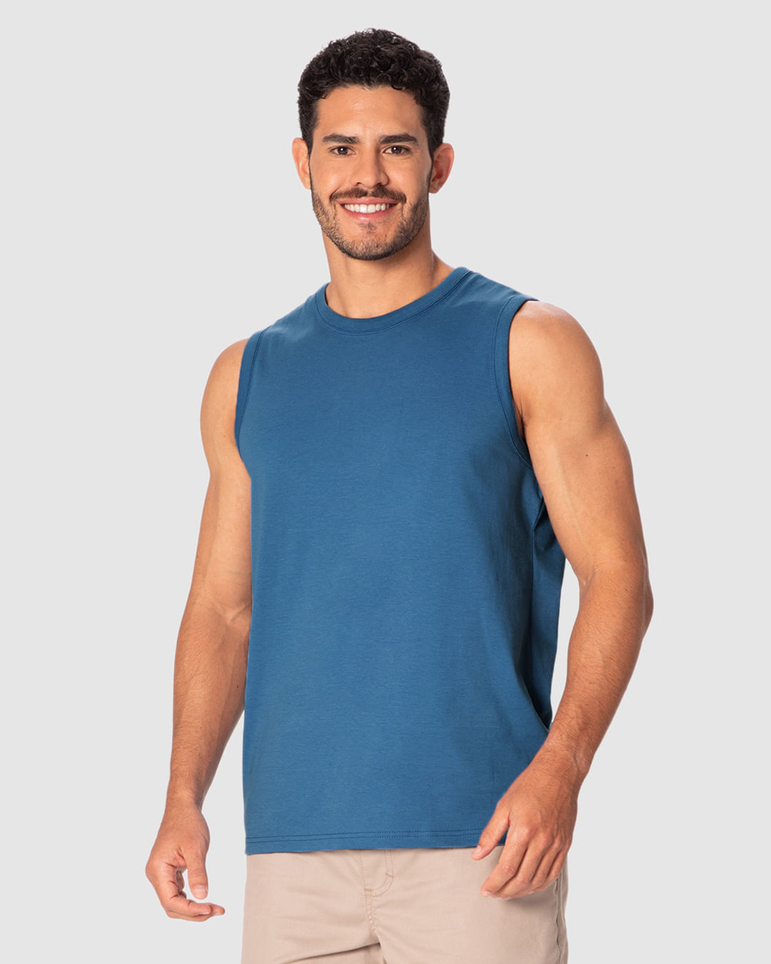 Regata Básica Masculina Cava Ajustada Em Algodão
