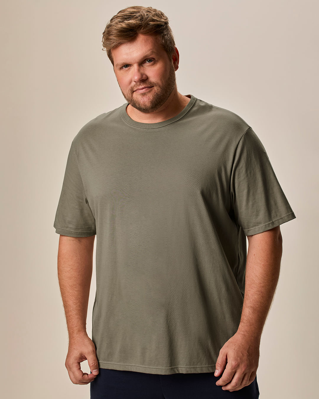 Camiseta Essencial Masculina Plus Size Etiqueta Estampada Em Algodão