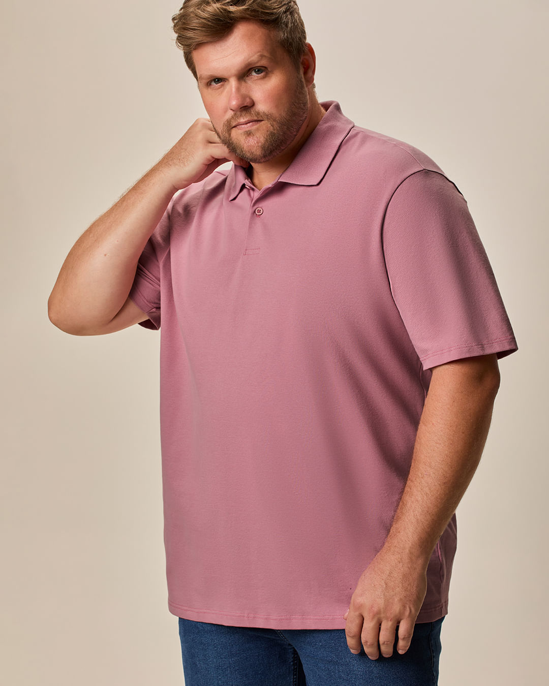 Camisa Polo Básica Masculina Plus Size Peitilho Frontal Em Piquet Stretch