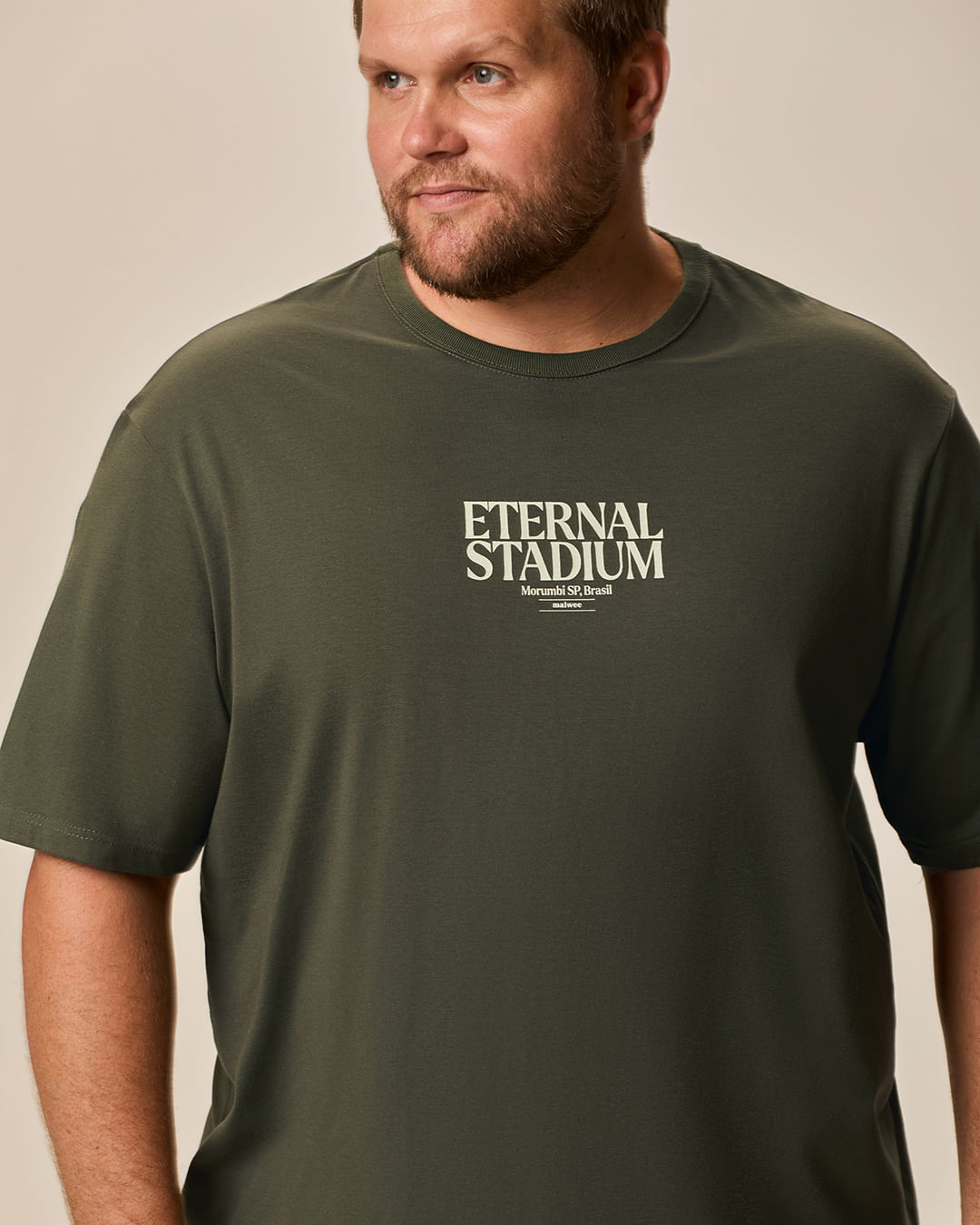 Camiseta Masculina Plus Size Manga Curta Estampa Frente e Costas em Algodão