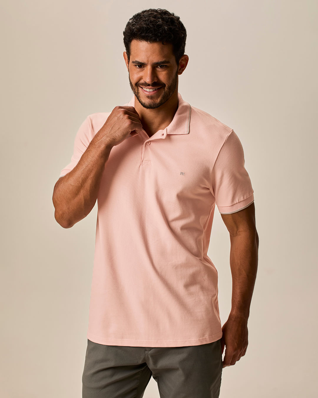 Camisa Polo Básica Masculina Slim Bordado Frontal Em Piquet Premium
