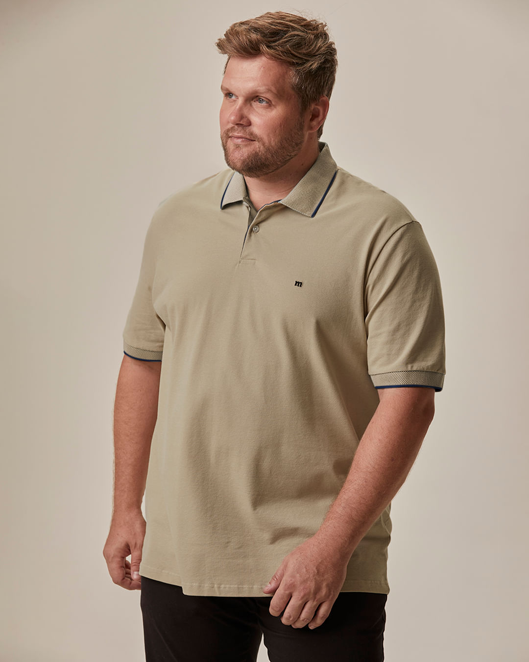 Camisa Polo Masculina Plus Size Regular Em Piquet Stretch