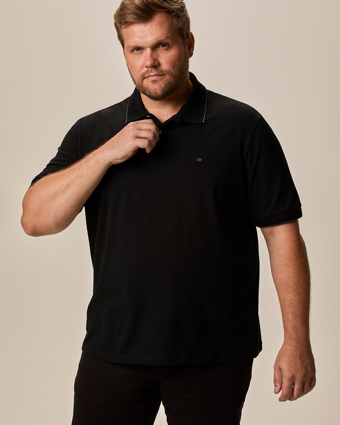 Camisa Polo Masculina Plus Size Regular Em Piquet Stretch