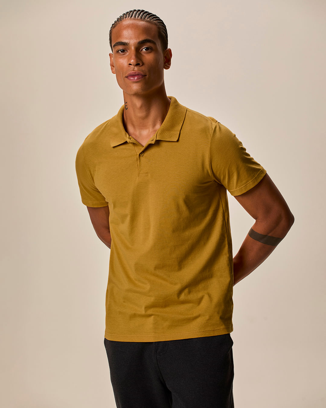 Camisa Polo Básica Masculina Peitilho Frontal Em Algodão
