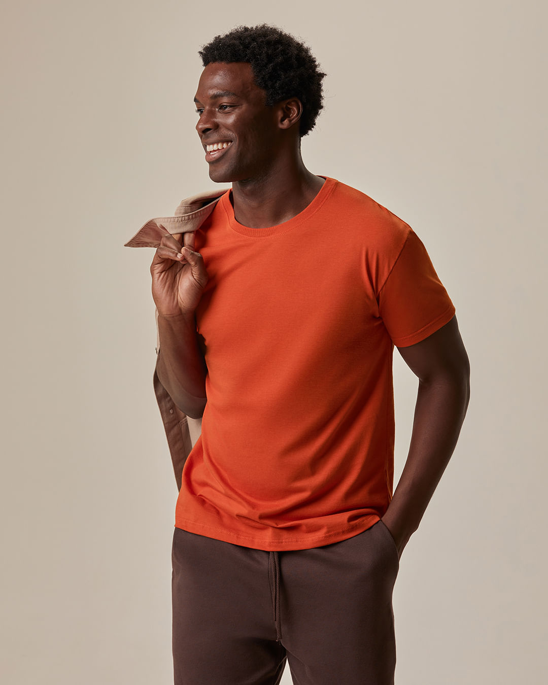 Camiseta Original Masculina Decote Redondo Em Algodão - Laranja - XGG