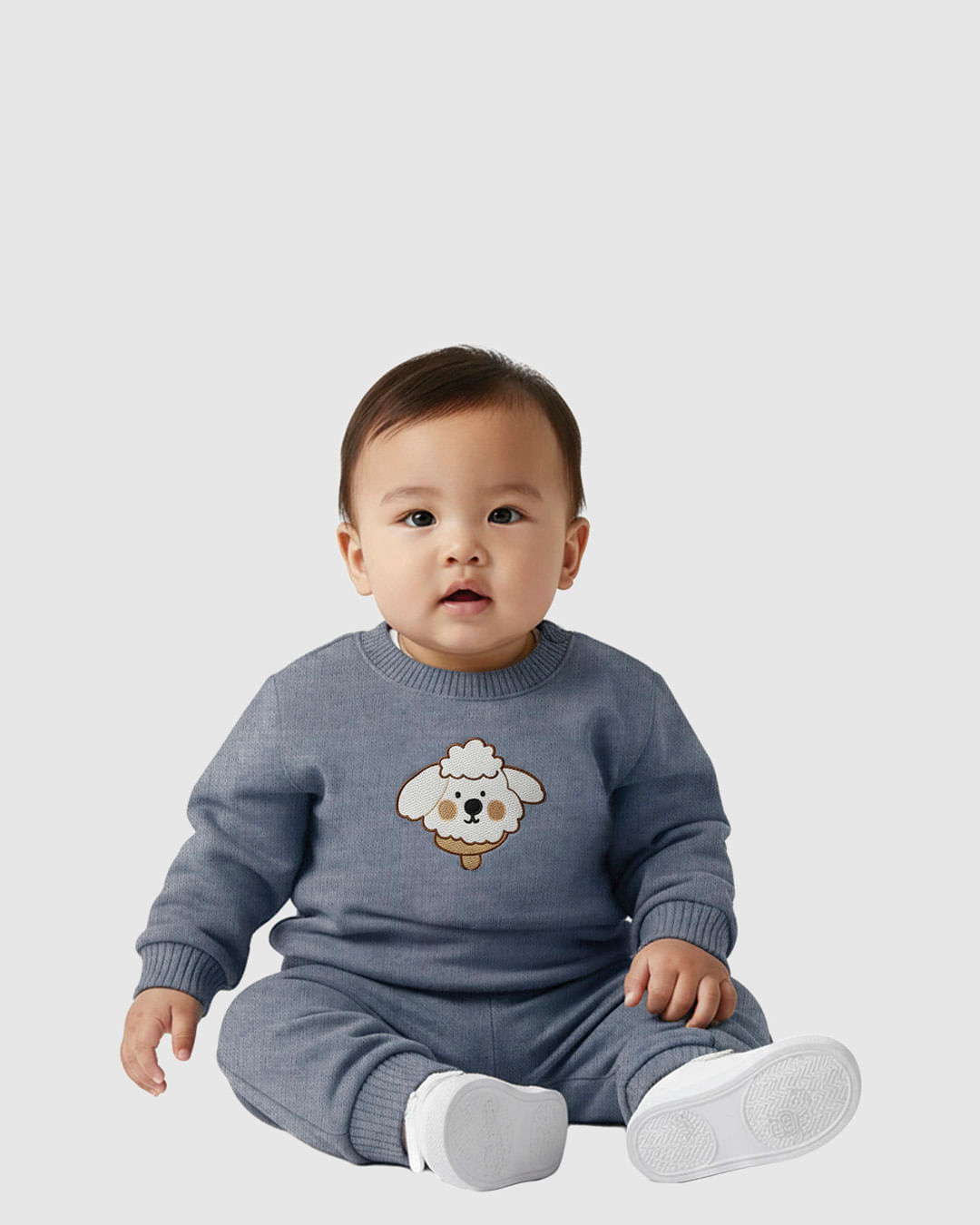 Conjunto Bebê Menino Blusão Bordado Cachorro Em Moletinho Rajado Malwee Kids