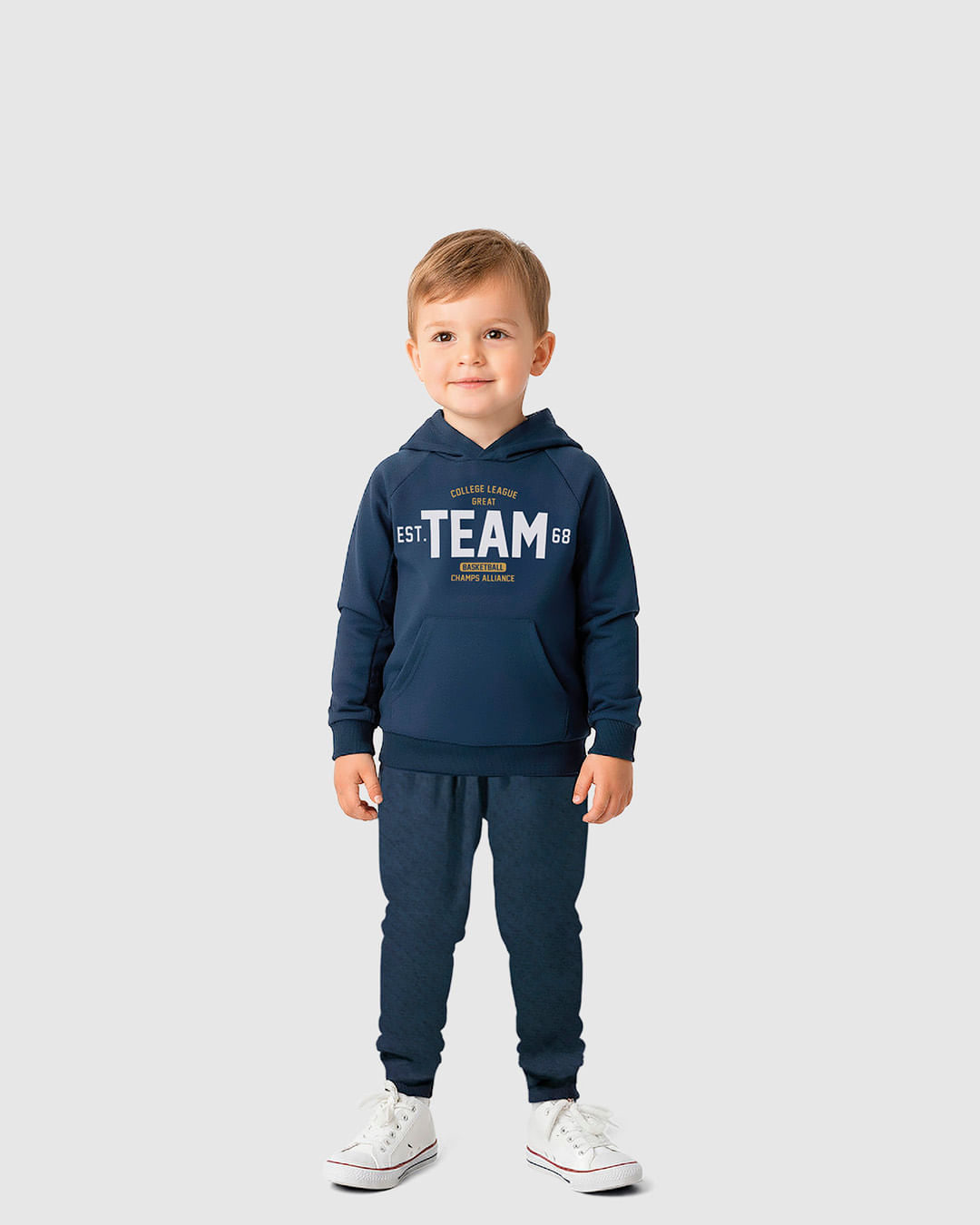 Conjunto Infantil Menino Blusão Com Capuz Bolso Canguru E Calça Malwee Kids - Azul - 6