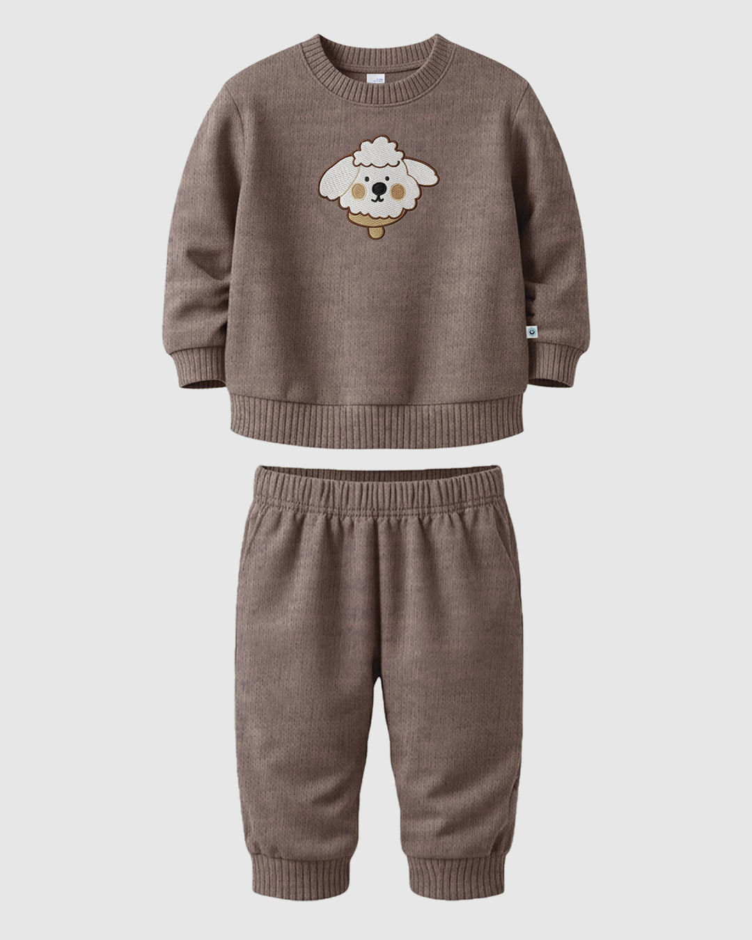 Conjunto Bebê Menino Blusão Bordado Cachorro Em Moletinho Rajado Malwee Kids - Marrom - 6M