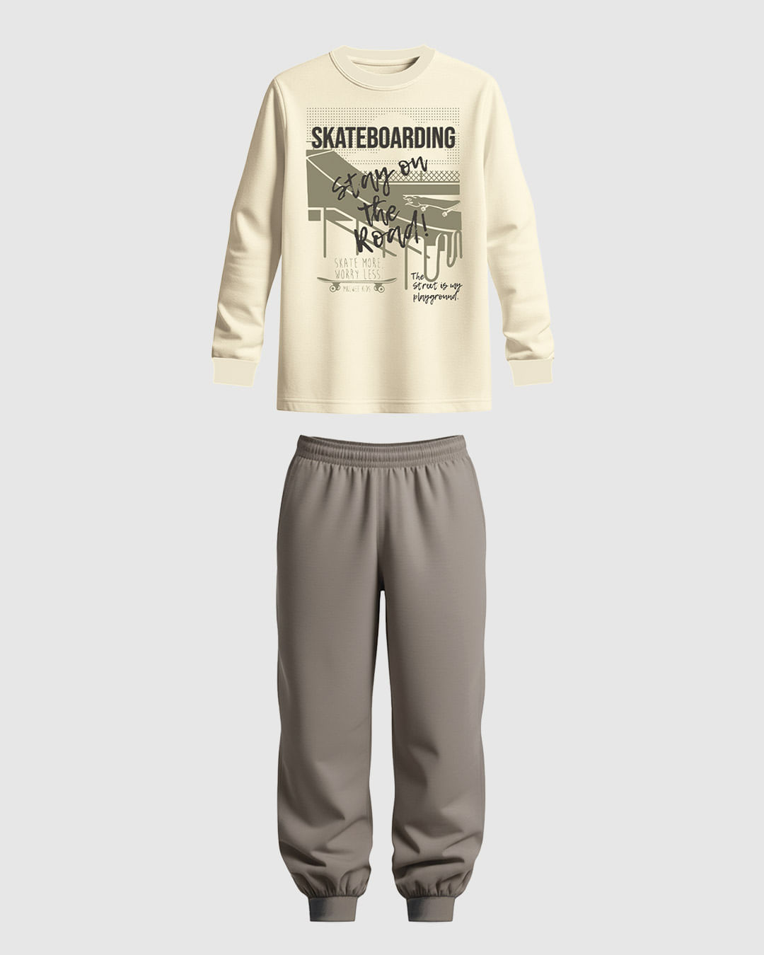 Conjunto Infantil Menino Camiseta Estampada E Calça Em Moletinho Malwee Kids