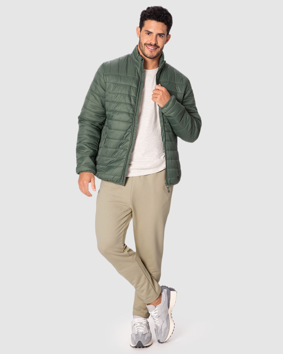 Calça Básica Masculina Slim Cós Elástico Bolso Funcional Em Moletom