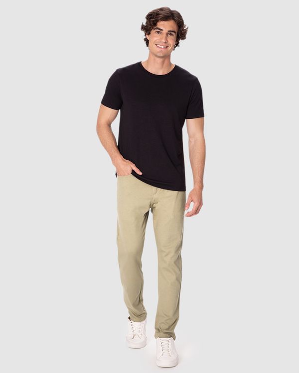 Calça Masculina Slim Bolso Funcional Em Moletom Bege - 40