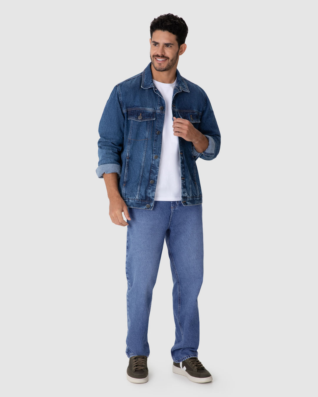 Calça Masculina Loose Fit Bolso Funcional em Jeans 100% Algodão