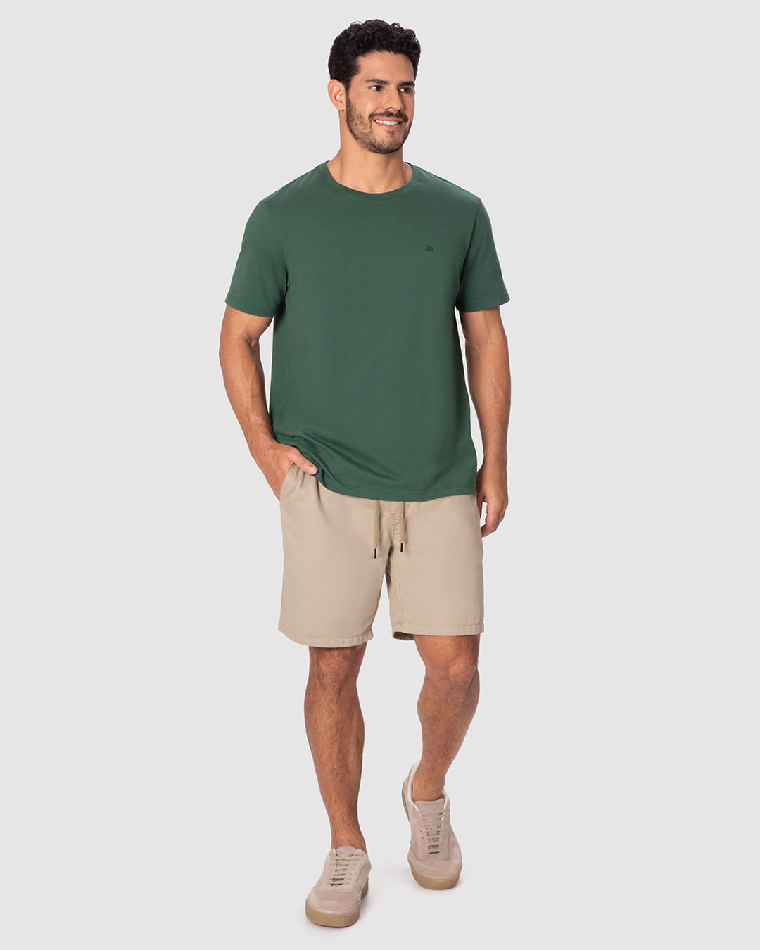 Shorts Masculino Jogger Cadarço E Bolso Funcional Em Sarja Leve