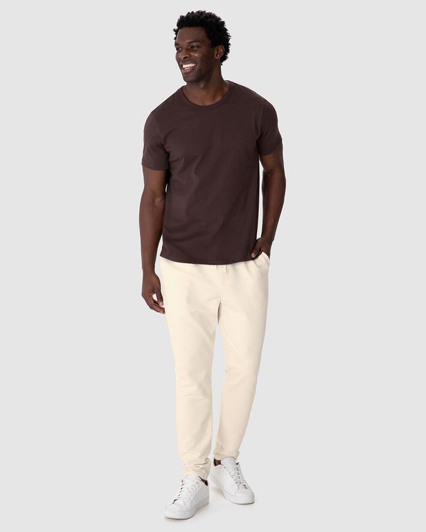Calça Masculina Slim Amarração Funcional Em Moletom Sarjado Off White - P