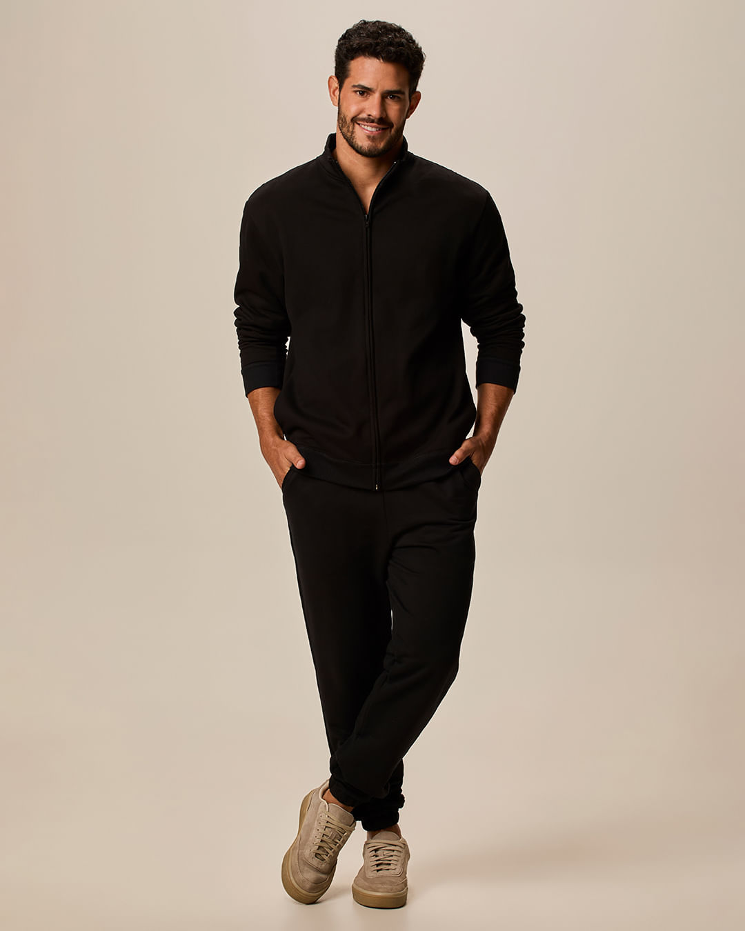 Calça Básica Masculina Jogger Em Moletom Sem Flanela