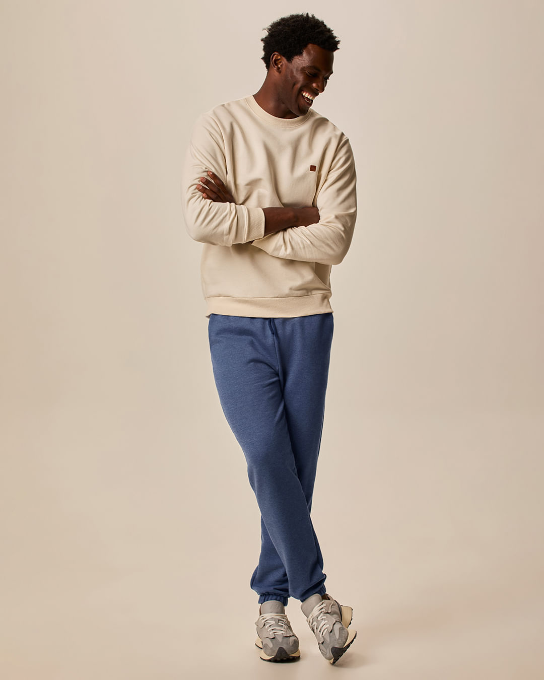 Calça Masculina Jogger Cadarço Ponteira Metal Em Moletom Mesclado Flanelado