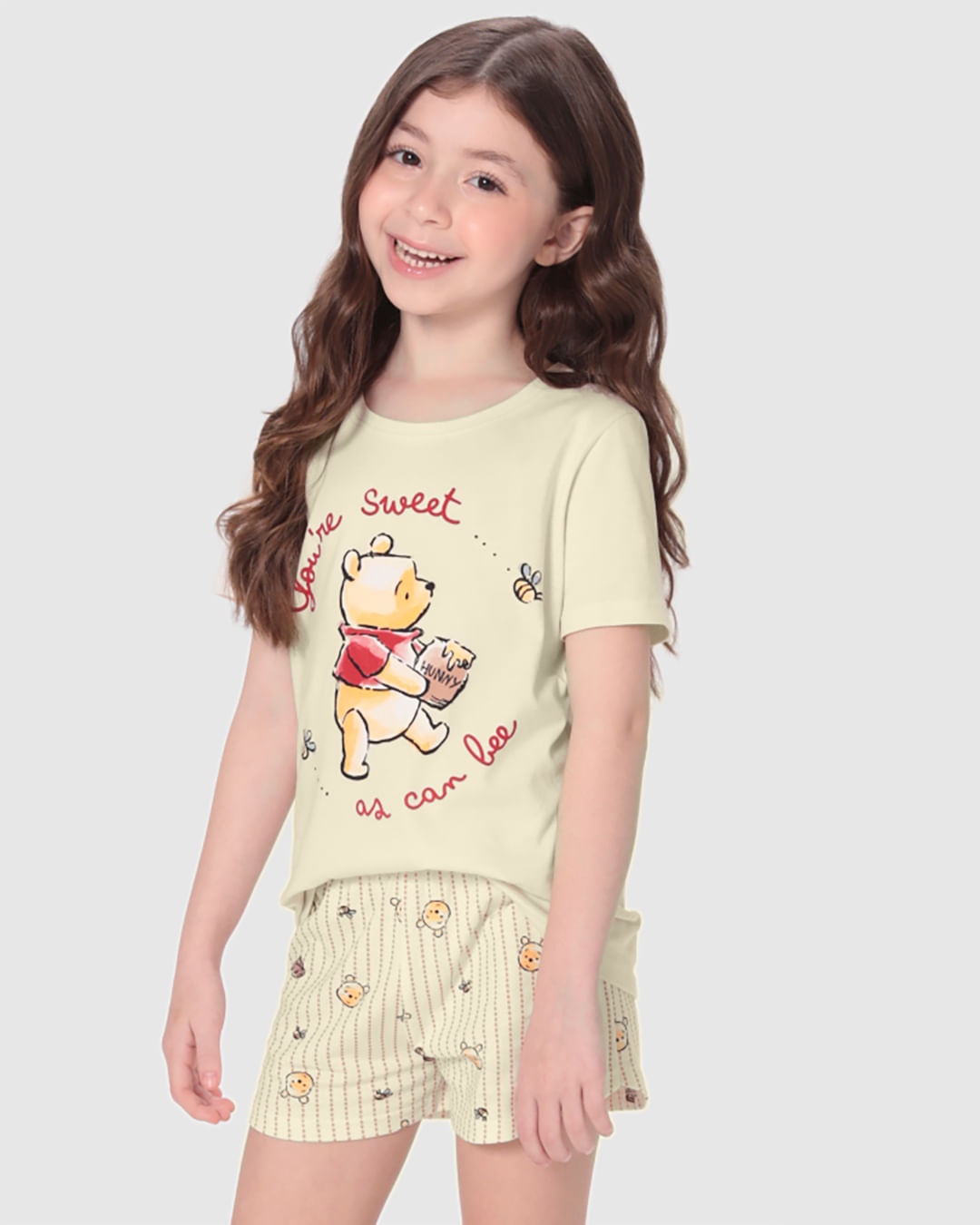 Pijama Infantil Menina Estampa Ursinho Pooh Disney Em Algodão Malwee Kids - Off White - 10