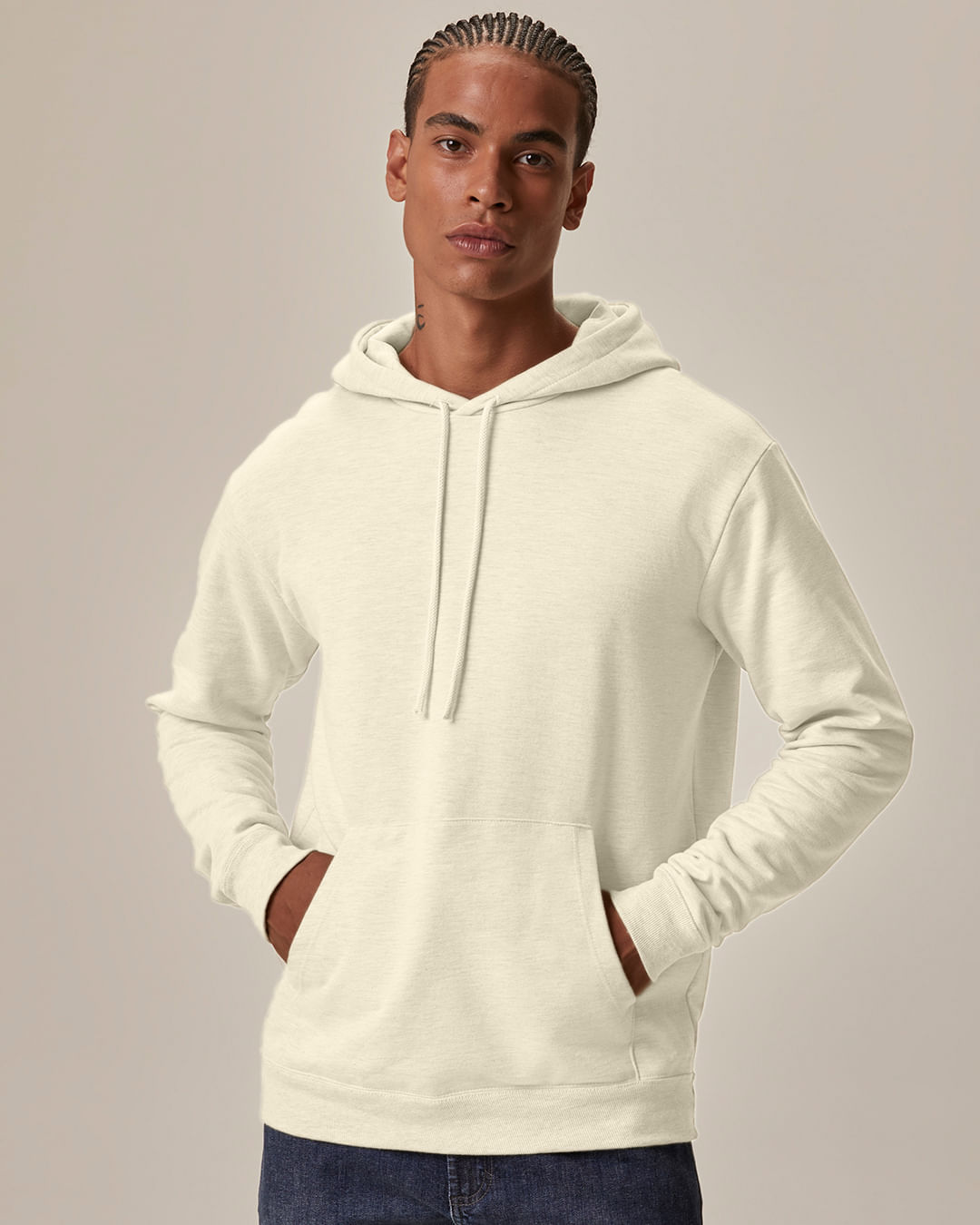 Blusão Básico Masculino Com Capuz Em Moletom Flanelado