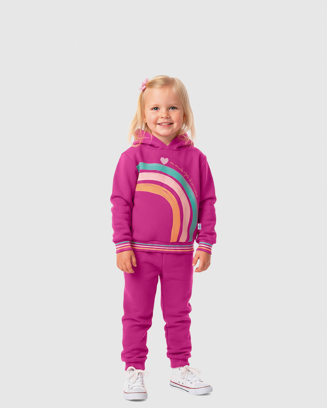 Conjunto Infantil Menina Blusão Estampa Arco-Íris Em Moletinho Malwee Kids