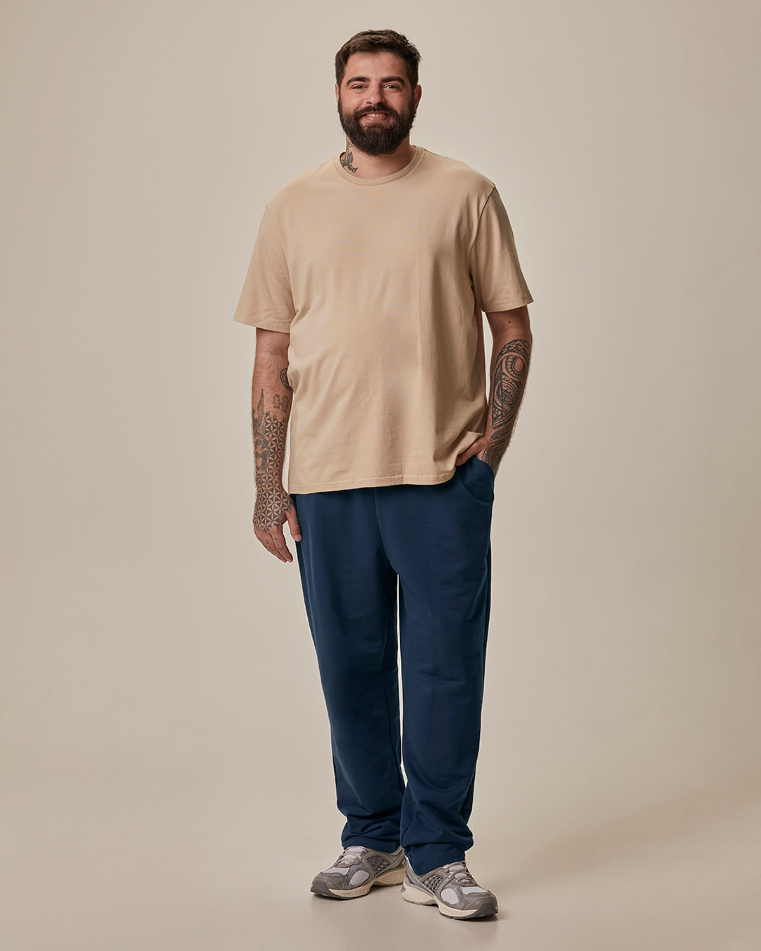 Calça Básica Masculina Plus Size Reta Cadarço Funcional Interno Em Moletom
