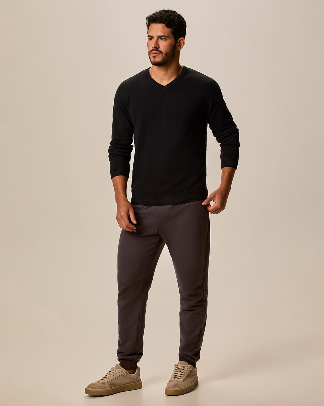 Calça Básica Masculina Em Moletom Flanelado