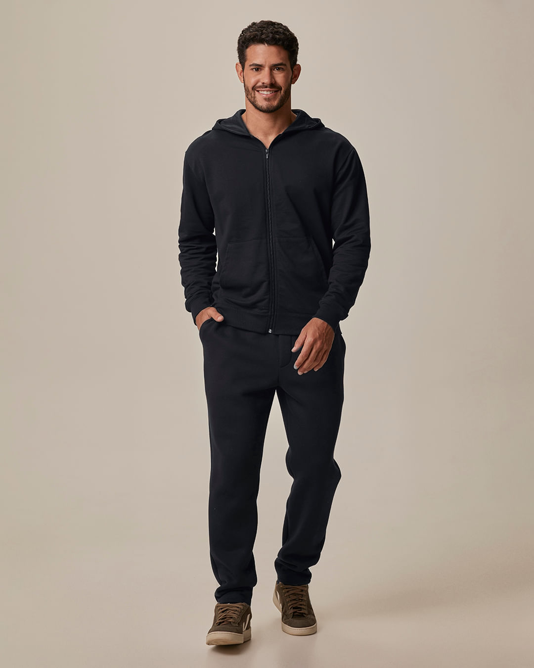 Calça Masculina Slim Cadarço Interno Em Moletom Do Abraço