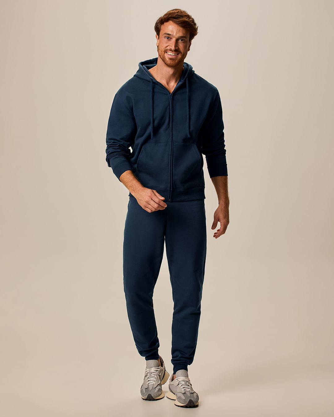 Calça Básica Masculina Em Moletom Flanelado - Azul - P