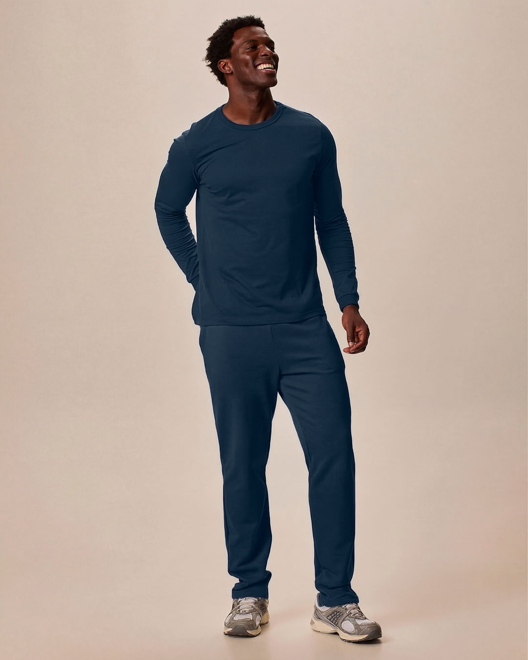 Calça Básica Masculina Bolso Faca Em Moletom Flanelado - Azul - PP