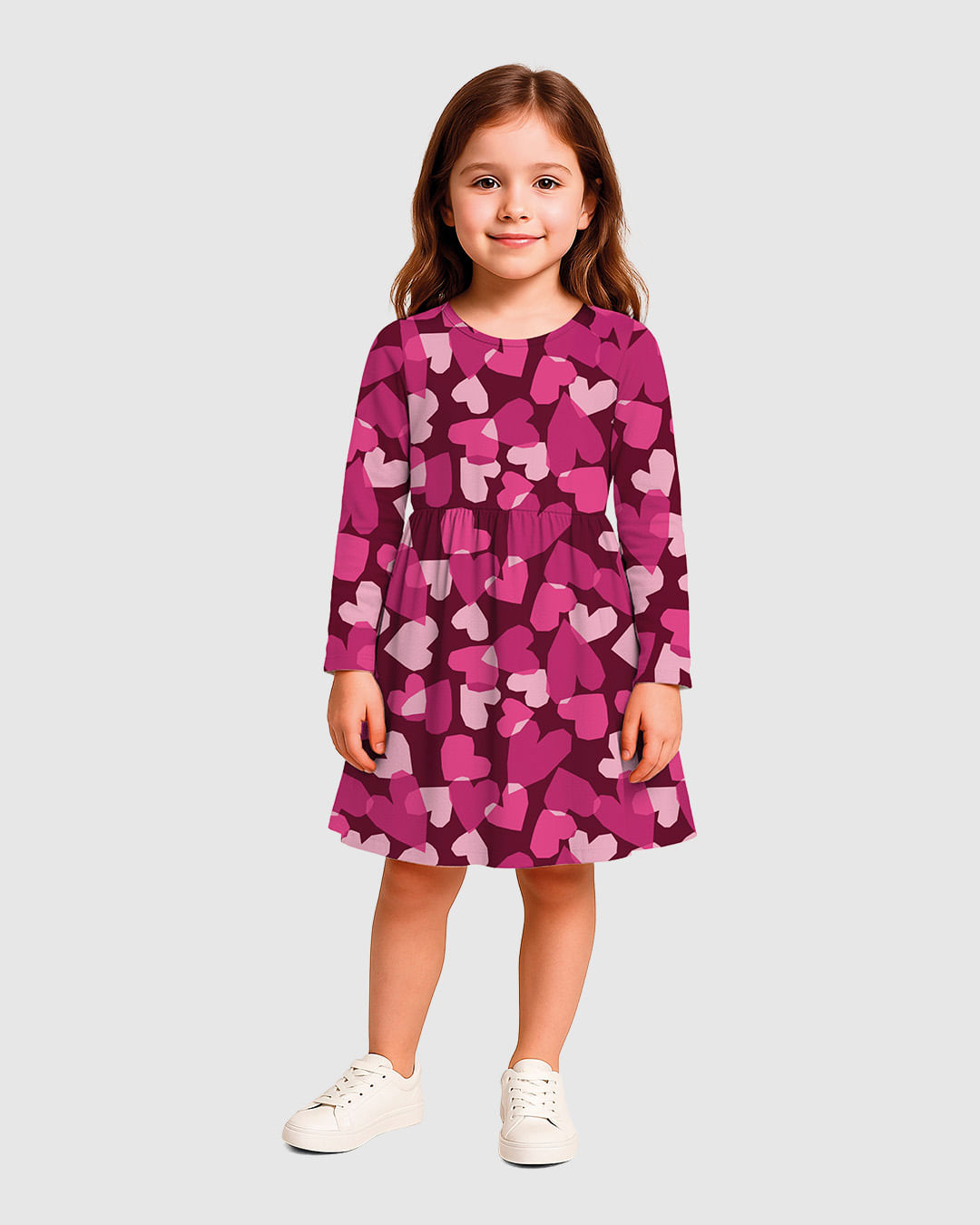 Vestido Infantil Acinturado Manga Longa em Algodão Malwee Kids