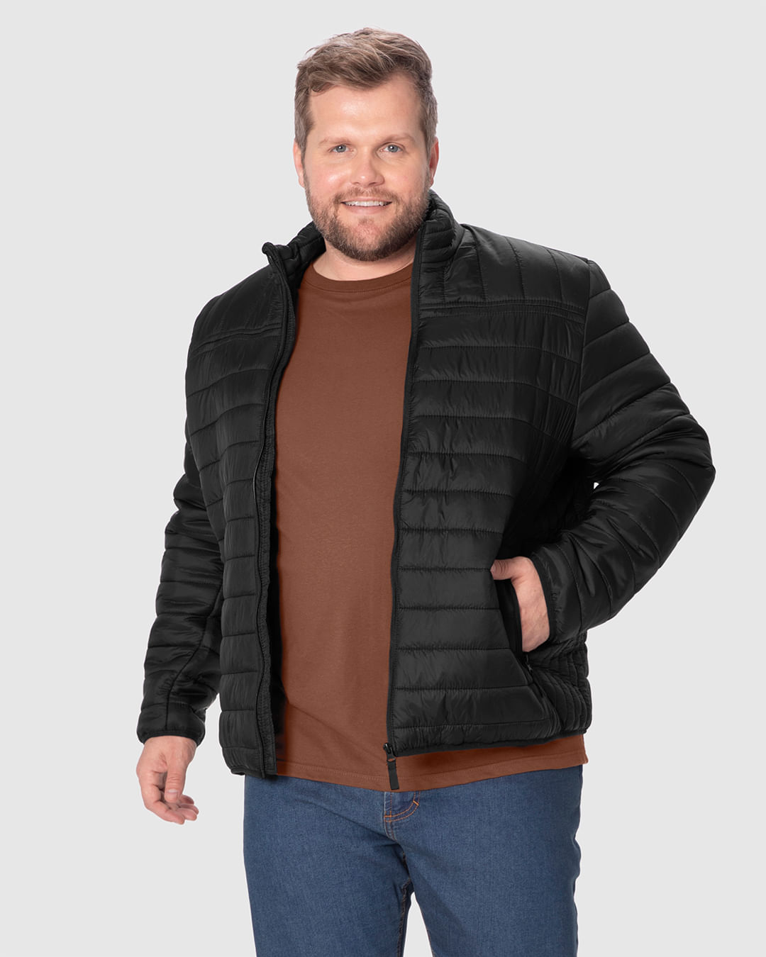 Jaqueta Puffer Masculina Plus Size Em Poliamida