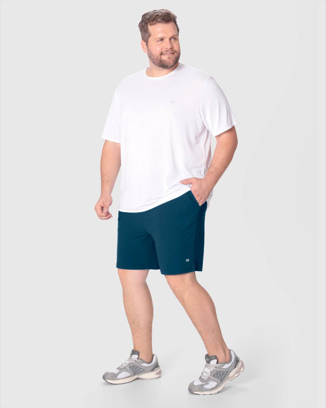 Bermuda Esportiva Masculina Plus Size Reta Bolso Fecho Zíper Malwee Active