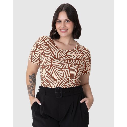 Blusa Feminina Plus Size Estampada em Malha Viscolinho Stretch