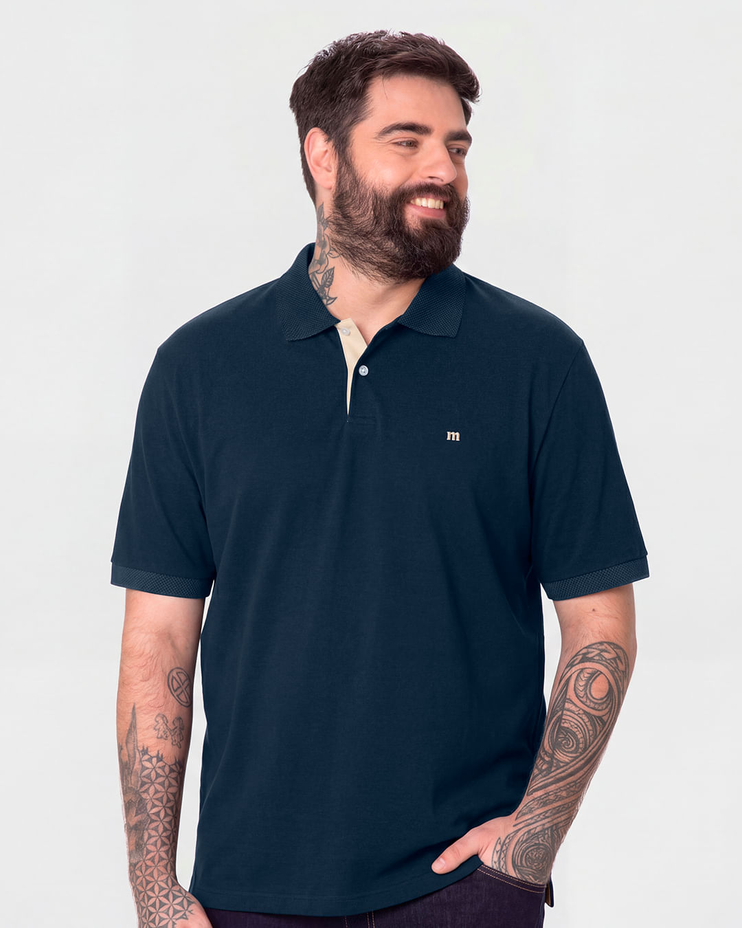 Camisa Polo Masculina Plus Size Regular Em Piquet Stretch