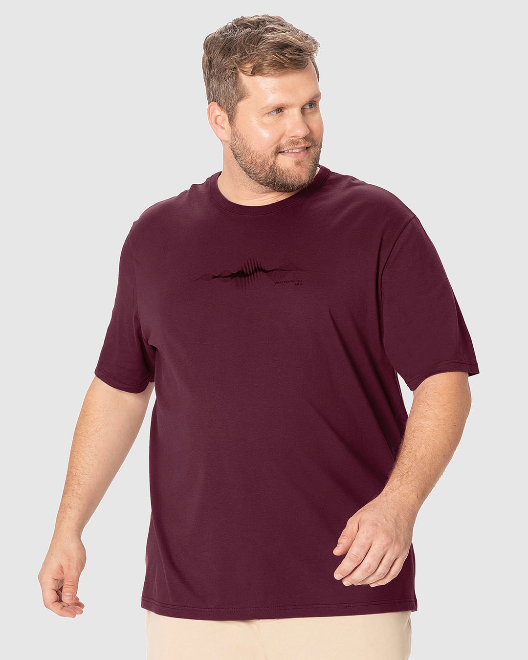 Camiseta Masculina Plus Size Regular Manga Curta Estampada Em Algodão