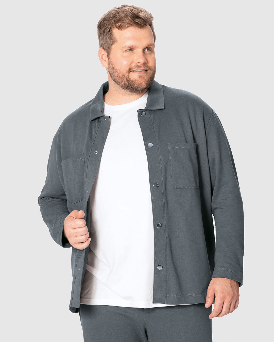 Jaqueta Masculina Plus Size Regular Bolso Frontal Em Moletinho
