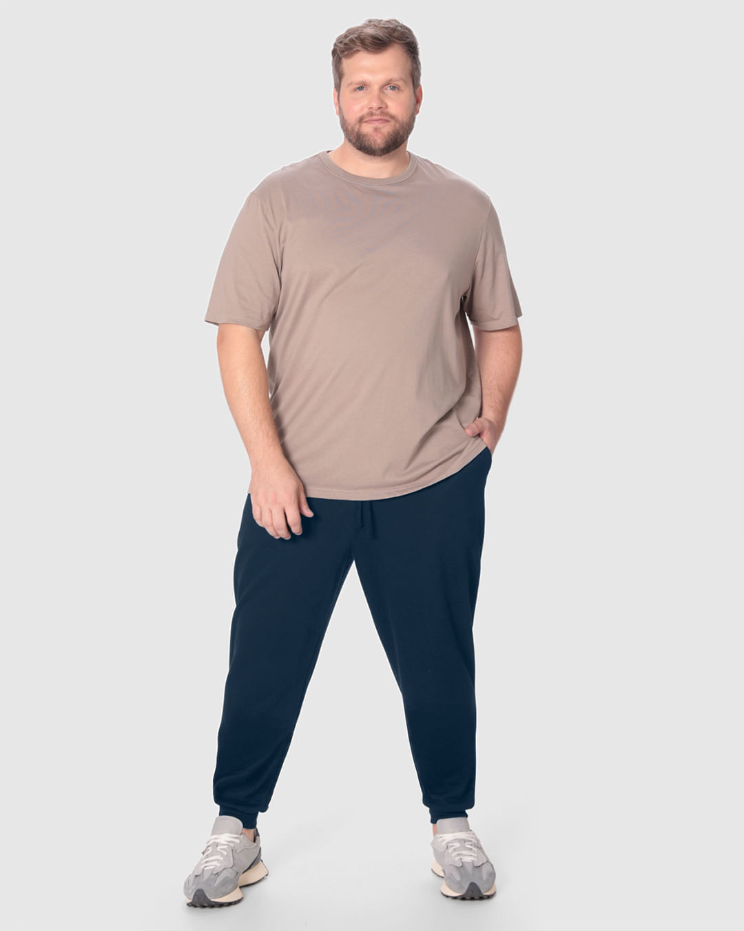 Calça Básica Masculina Plus Size Jogger Cadarço Interno Em Moletom Flanelado