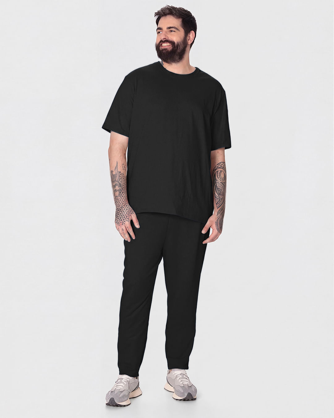 Calça Básica Masculina Plus Size Slim Cadarço E Bolso Funcional Em Moletom