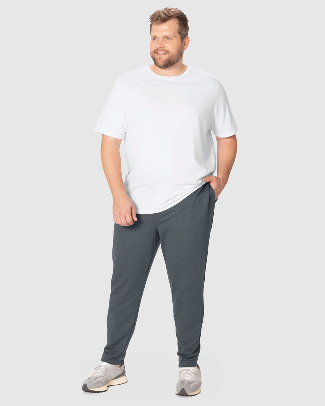 Calça Masculina Plus Size Slim Bolso Costas Em Moletinho