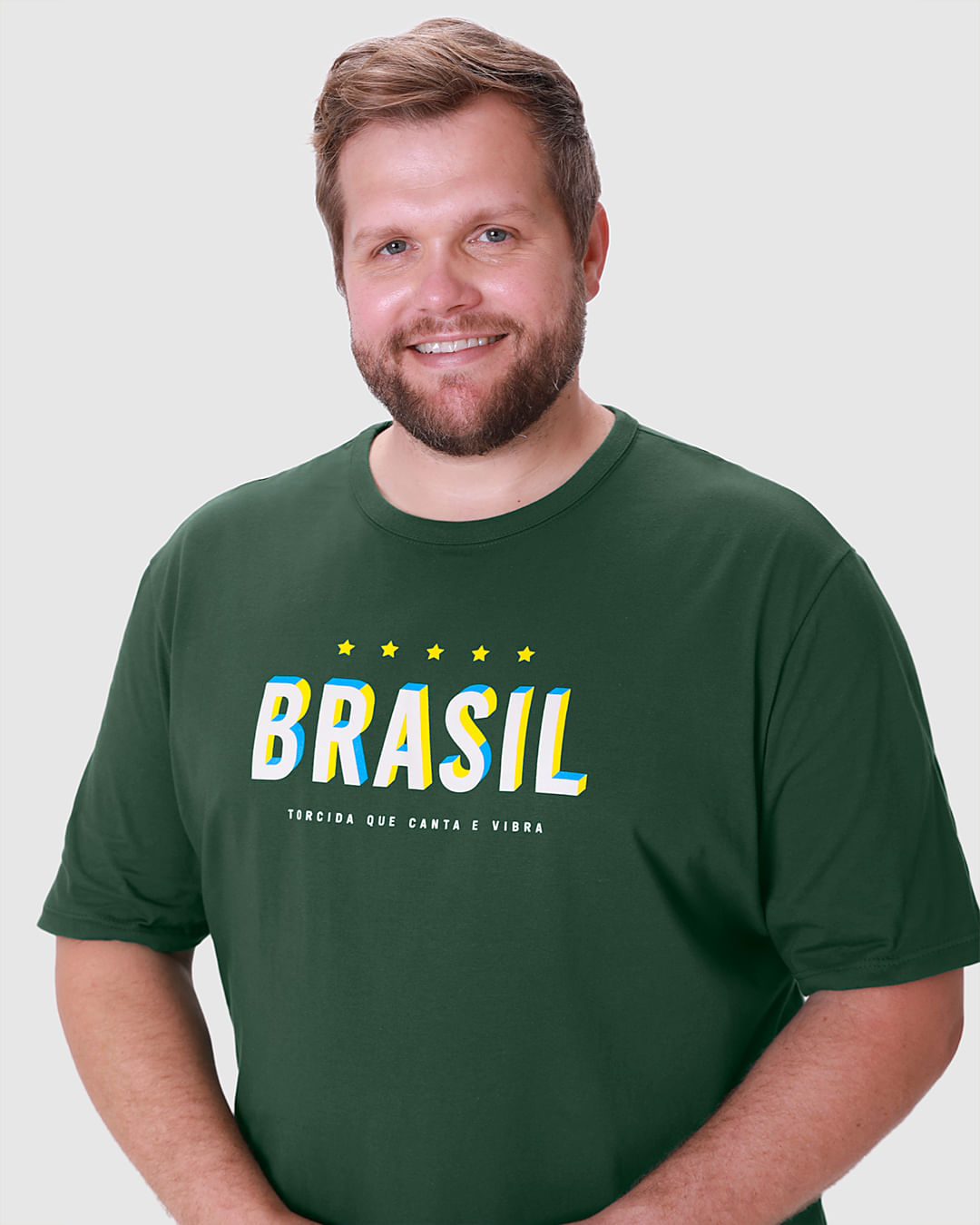 Camiseta Masculina Plus Size Estampa Esportiva Brasil Juntos De Novo! Em Algodão