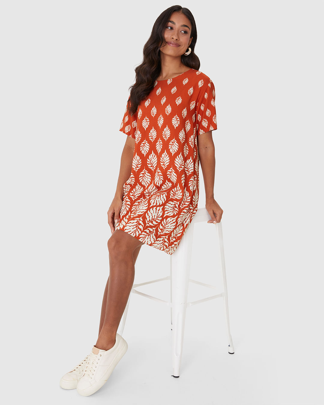 Vestido Feminino Amplo Estampa Digital Em Viscose