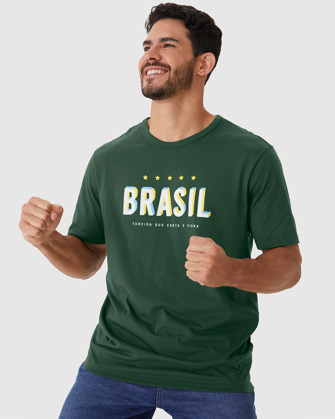 Camiseta Masculina Estampa Esportiva Brasil Juntos De Novo! Em Algodão