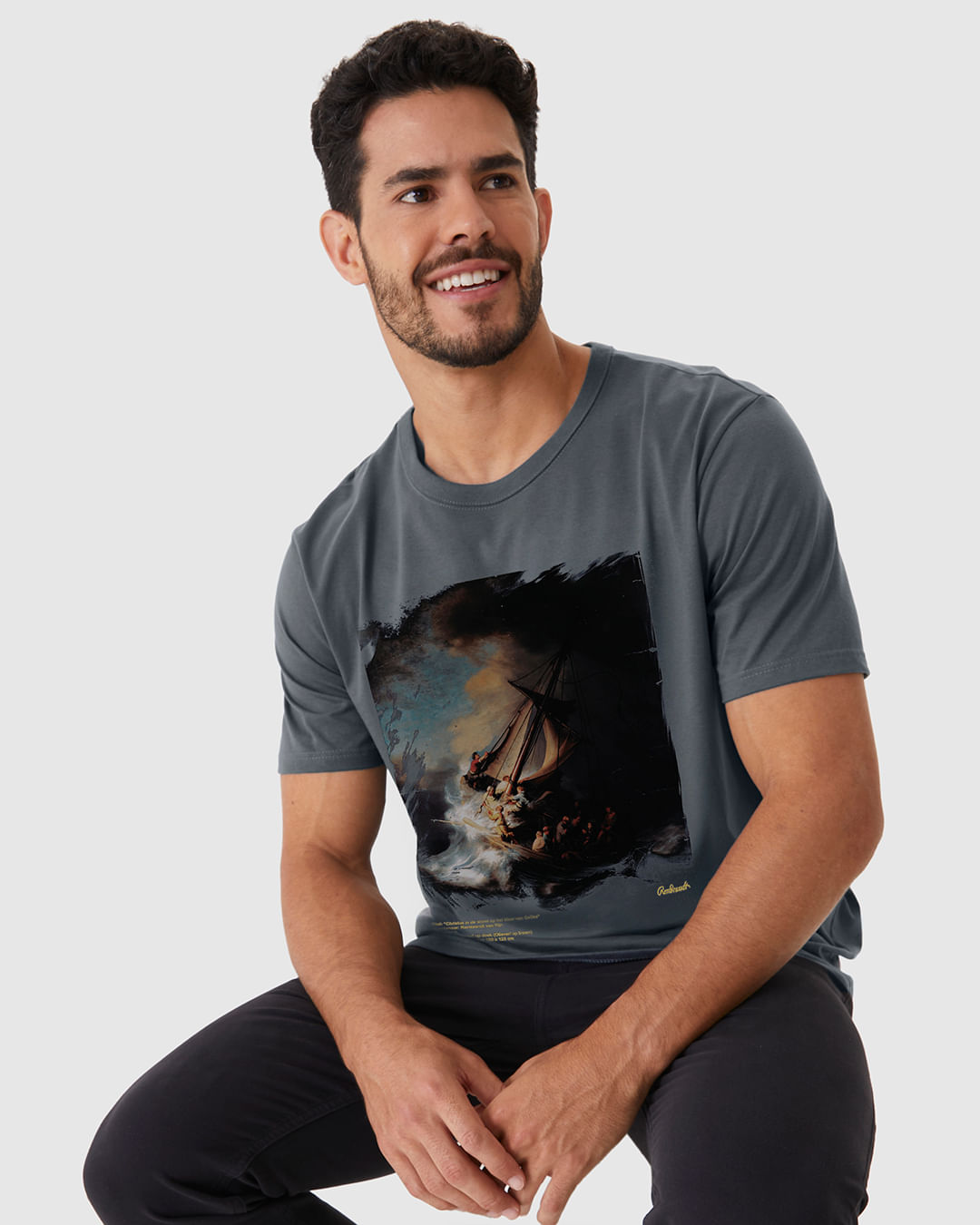 Camiseta Masculina Regular Estampa Especial Rembrandt Em Algodão